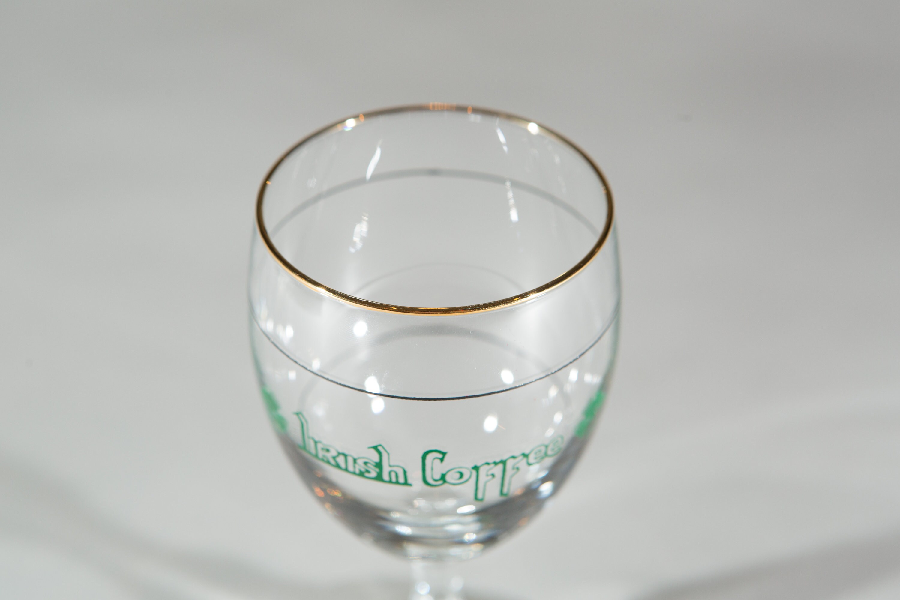 Irish Coffee Glasses Vintage Gold Rim Lucky Charm Specialty Coffee Stemware Father's Day