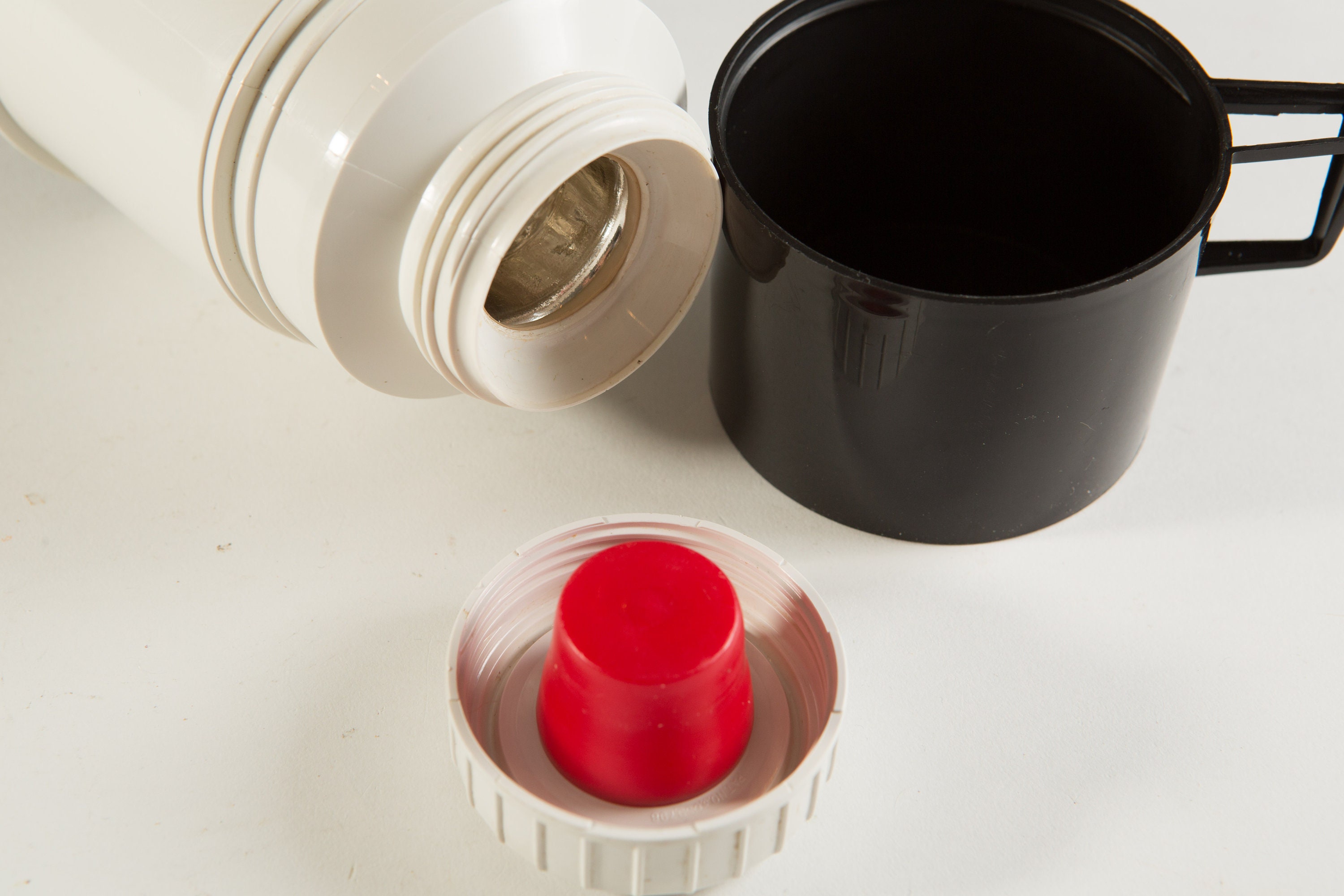 vintage thermos vacuum bottle Orange Colored Dipped Glass Lined