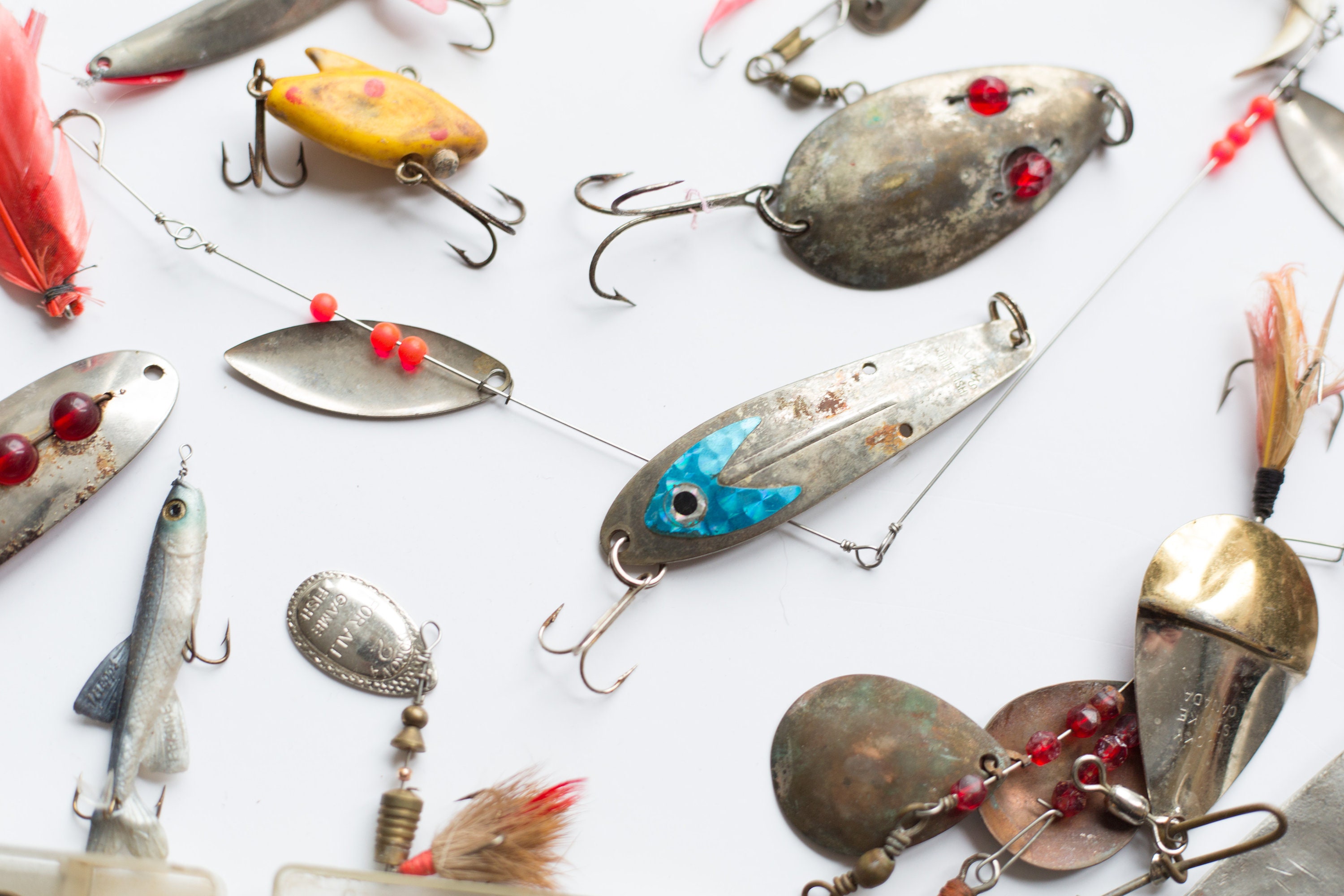 Vintage Fishing Tackle - Retro Fish Lures - Canadian Outdoor Cabin Decor