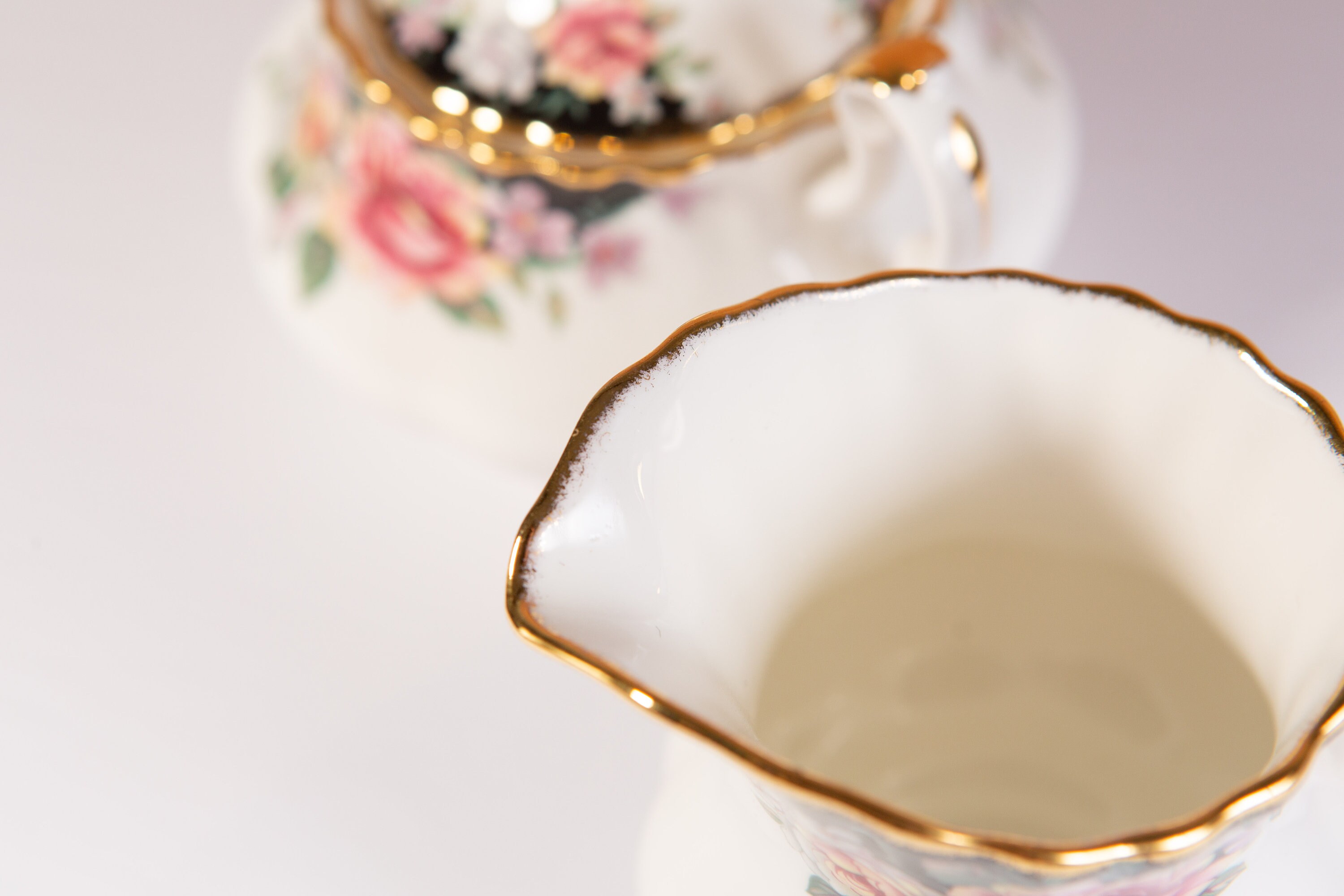 Vintage Ceramic Creamer / Sugar Tea Set with Flower Pattern Royal
