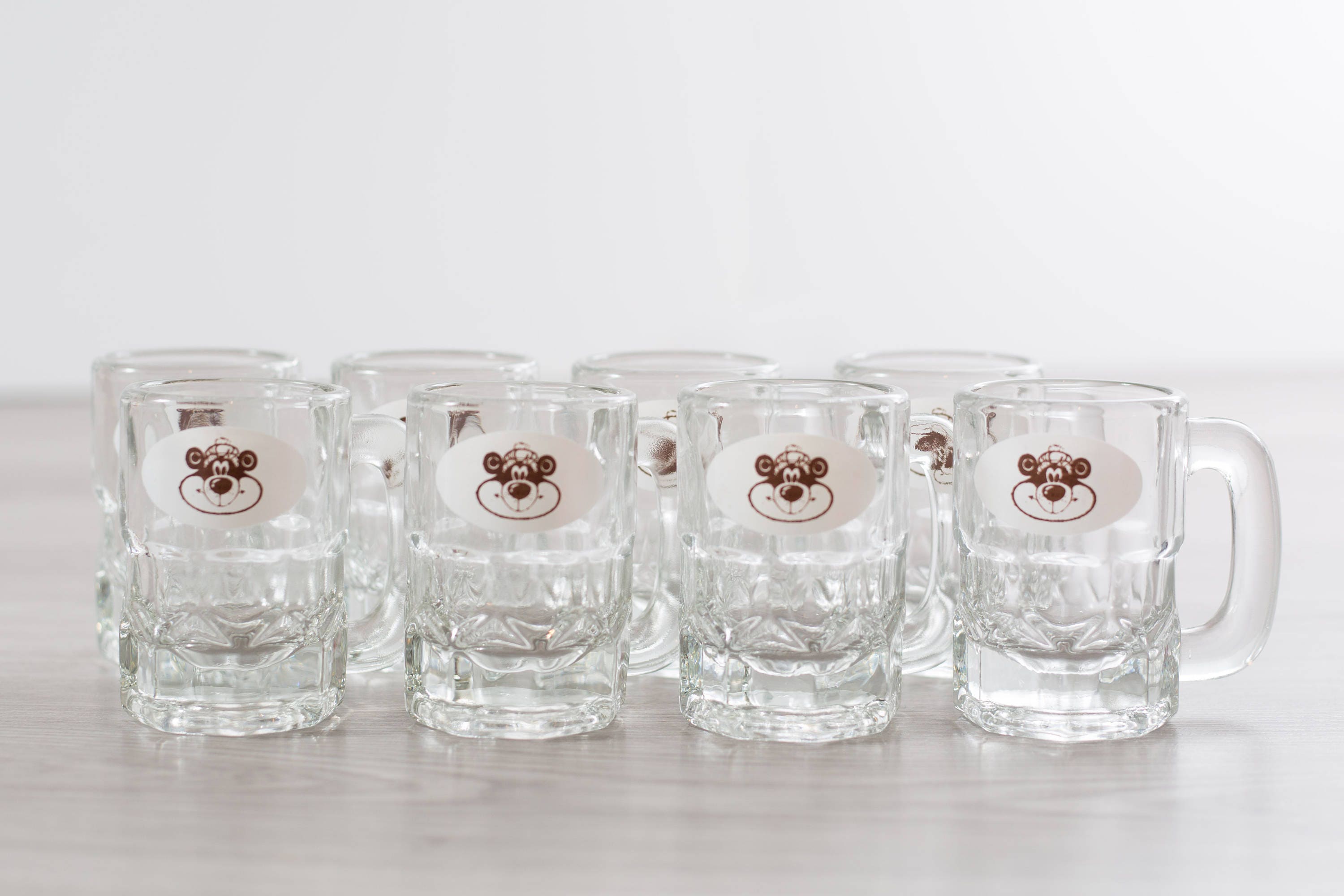 Vintage A&W Mugs / Set of 8 Child Sized Mini Glass Root Beer Soda Pop