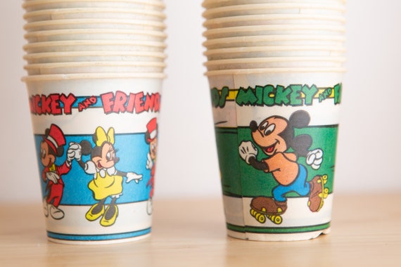 Vintage Mickey Mouse Cups with Lids Disney
