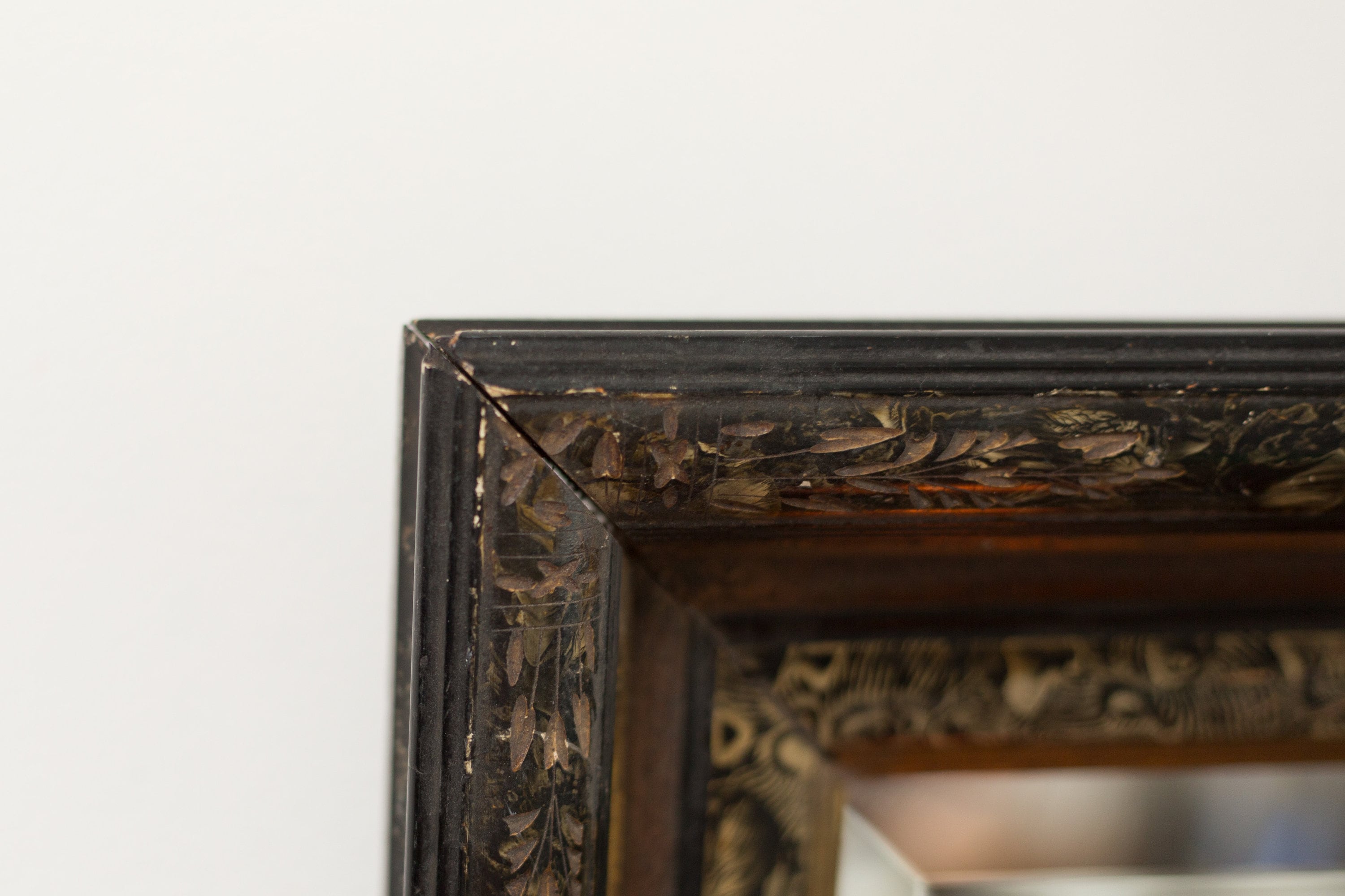 Vintage Black Mirror hand Carved Victorian Style Hanging Wall Mirror