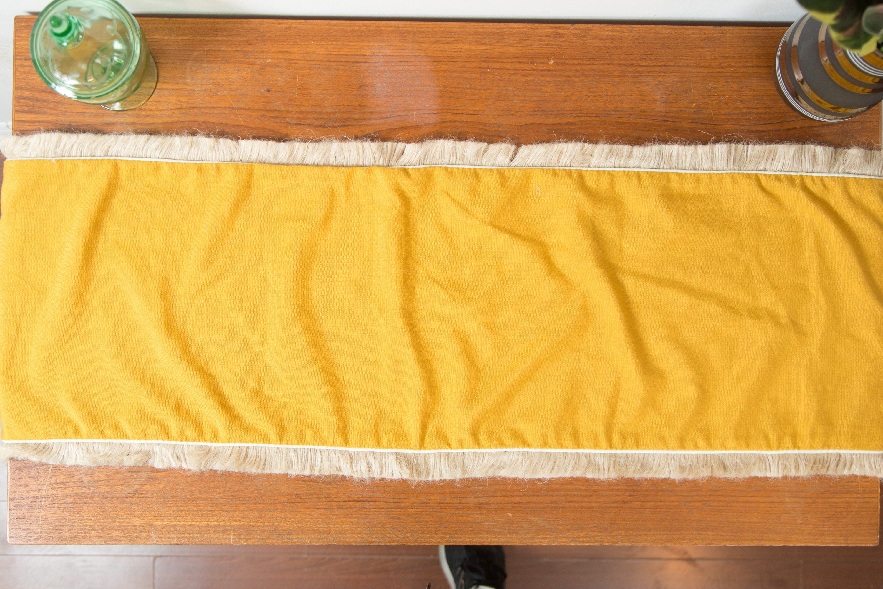 Vintage Table Runner Mid Century Modern Saffron Yellow Danish