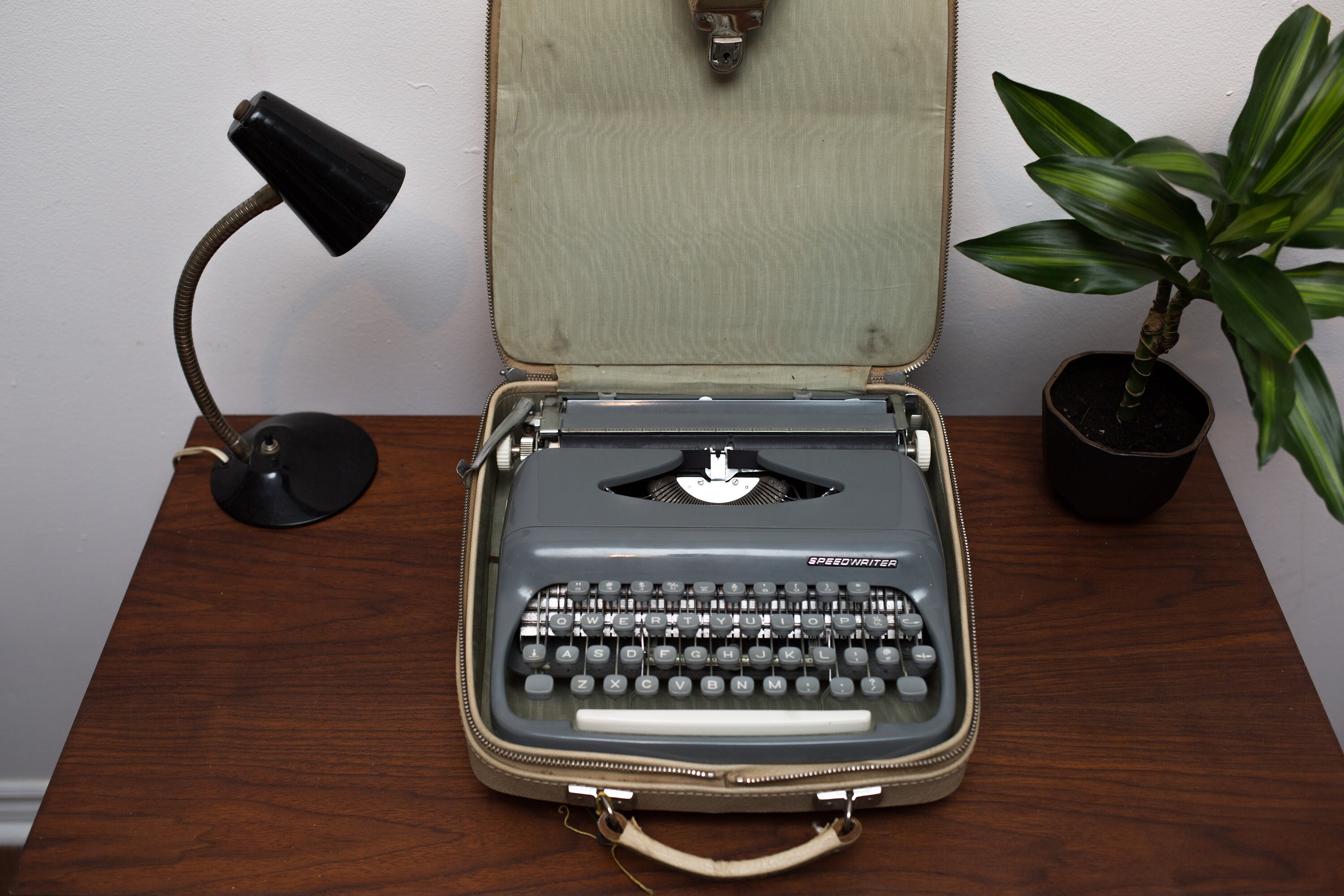 Vintage Speedwriter Typewriter WORKING Gray Typewriter with Original Case