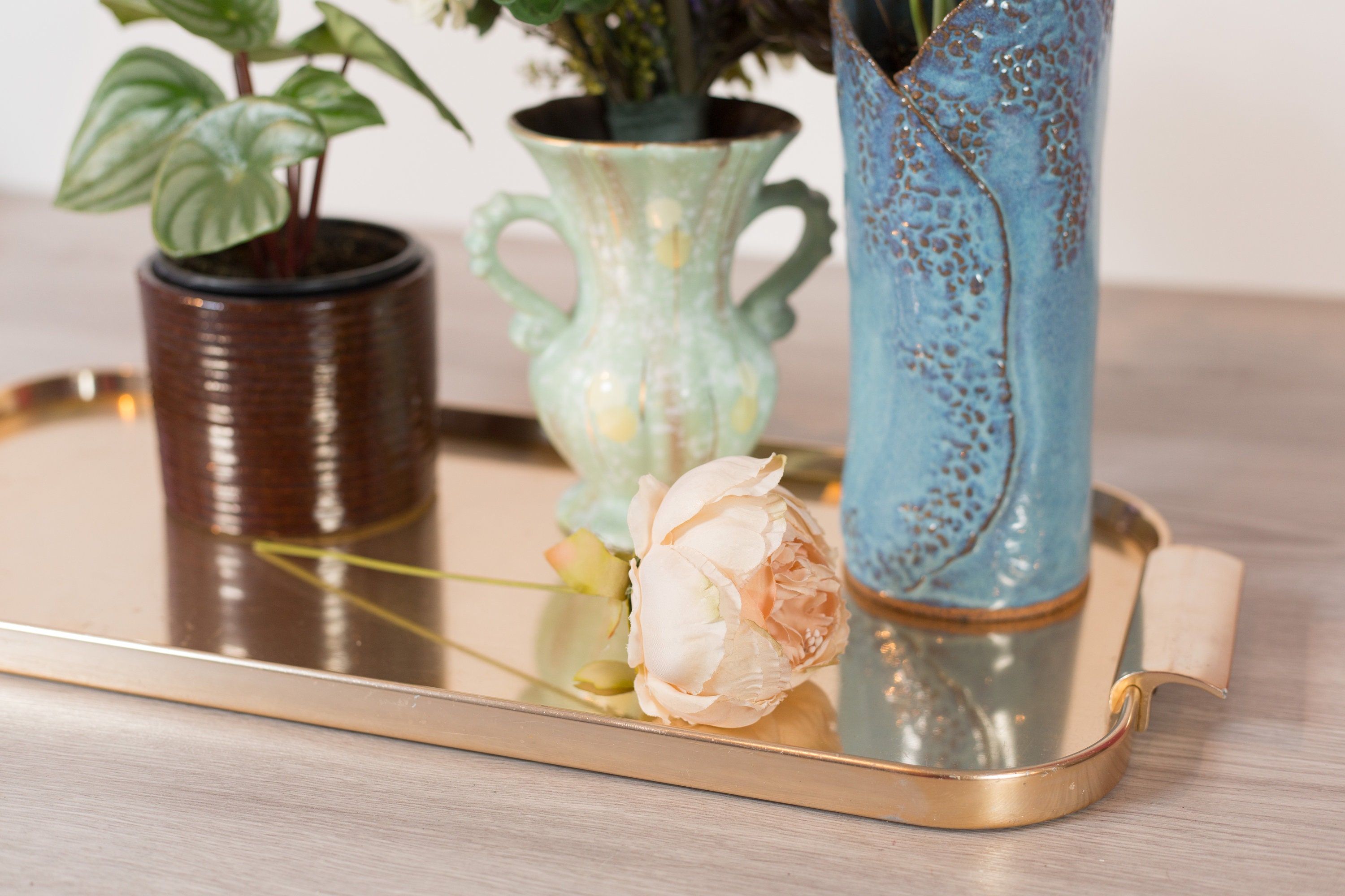 Rose Gold Serving Tray Vintage Large Kaymet Tea Tray 1960s Metal