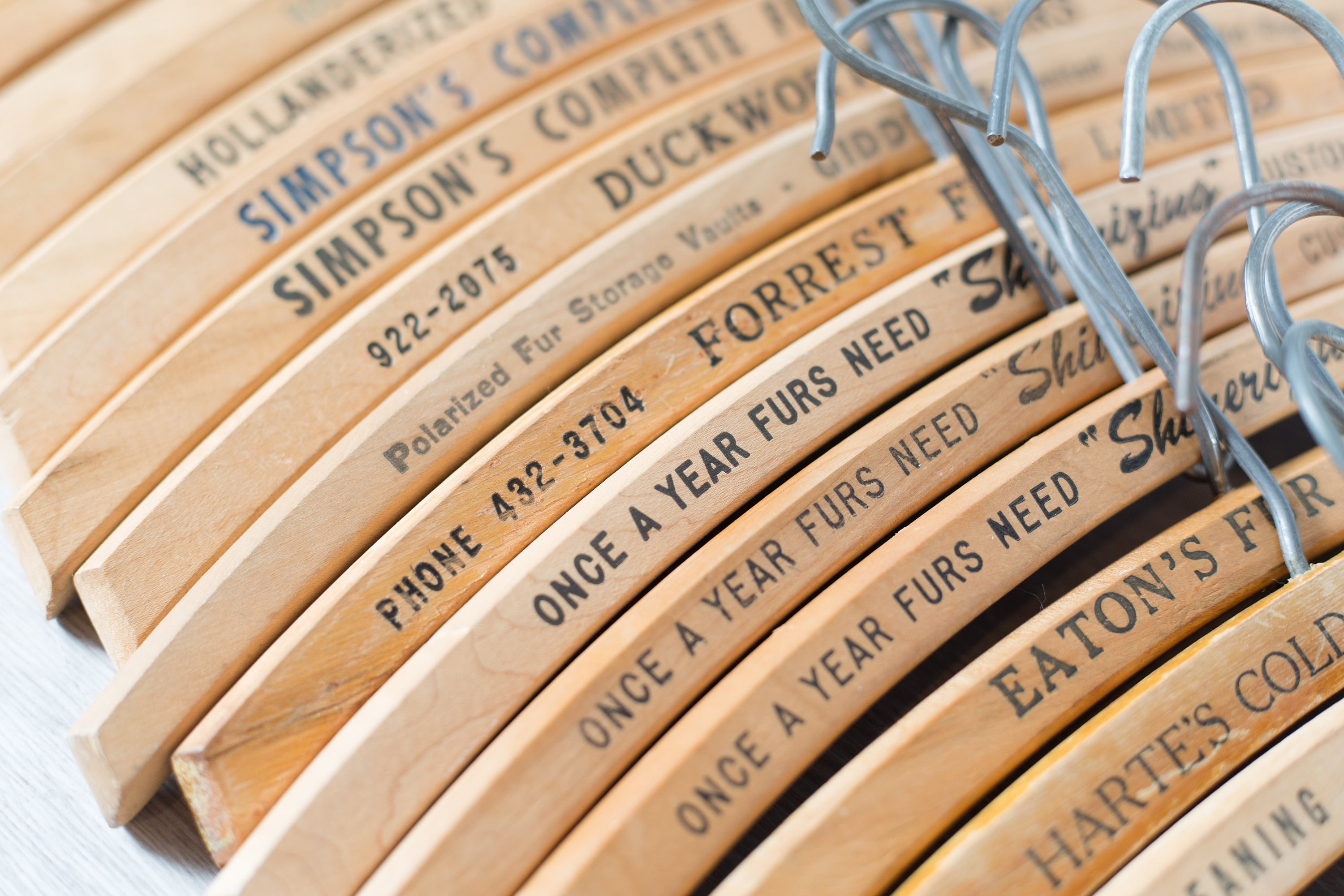 20 Wooden Fur Coat Hangers Vintage Clothing Hangers from Toronto