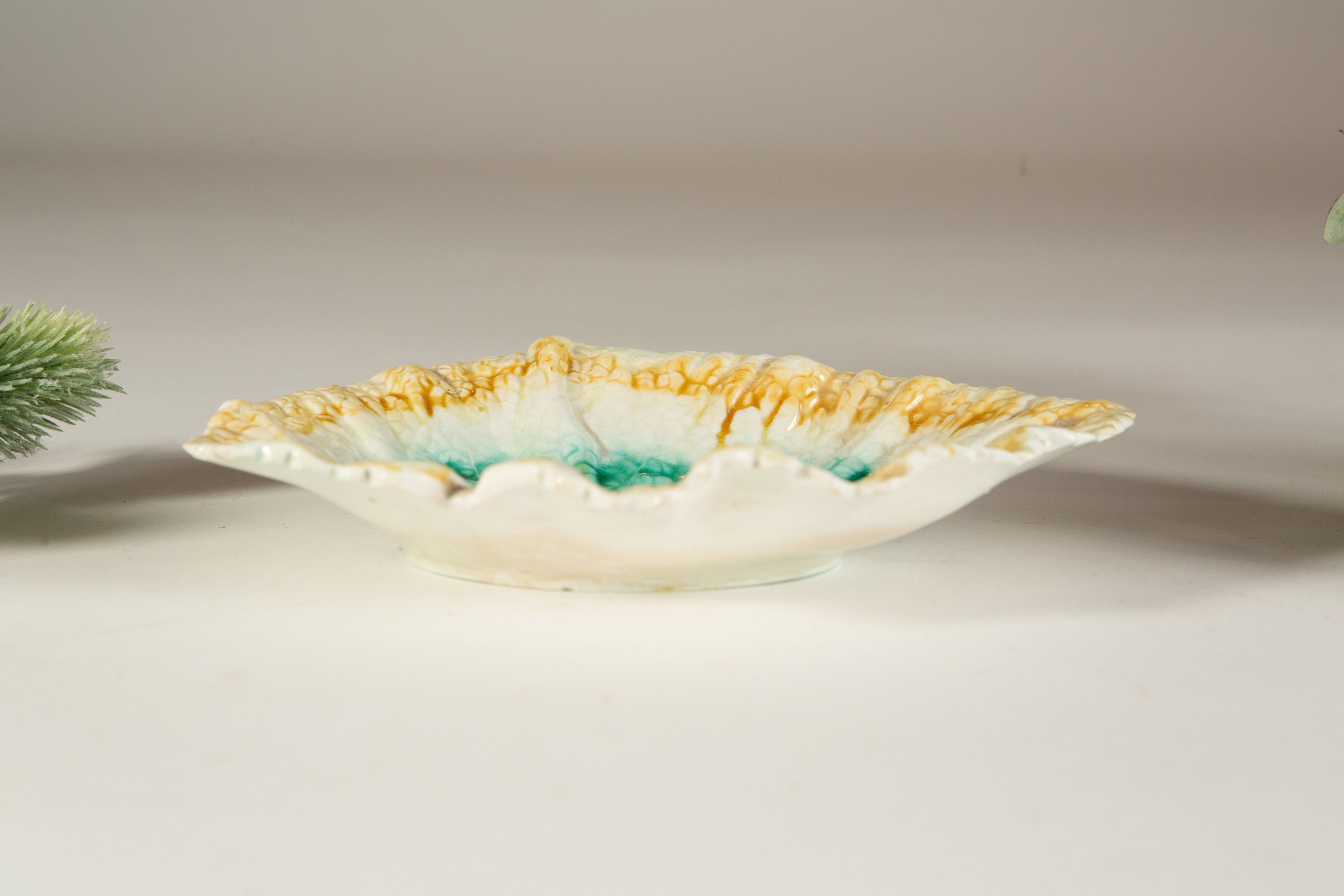 2 Ceramic Soap Dishes Vintage or Antique Handmade and Hand Glazed