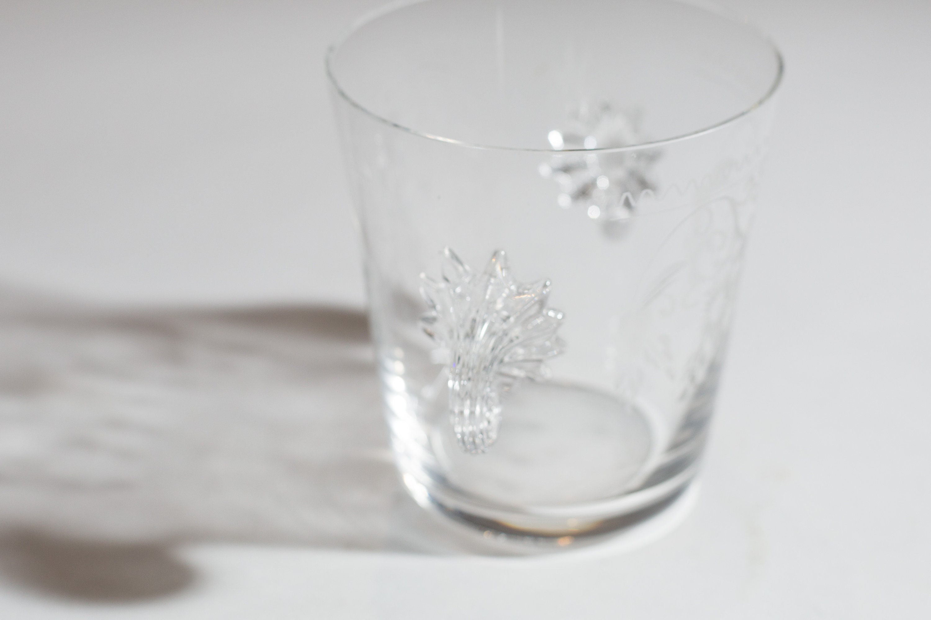 Vintage Ice Bucket Floral Etched Crystal Glass Ice Bucket with Spiral