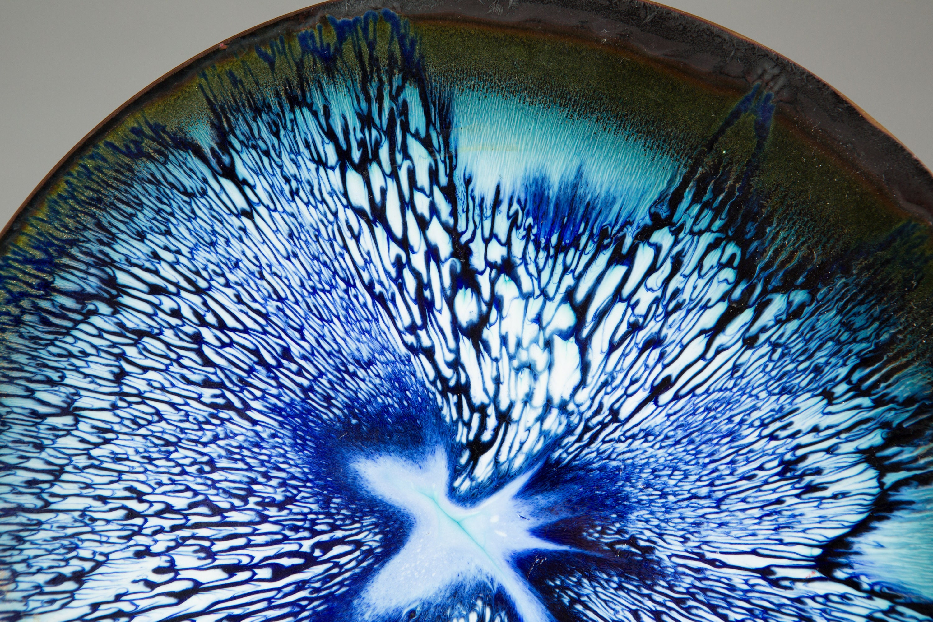 Blue Enamel Plate Art Signed by Canadian Artist, circa 1970's