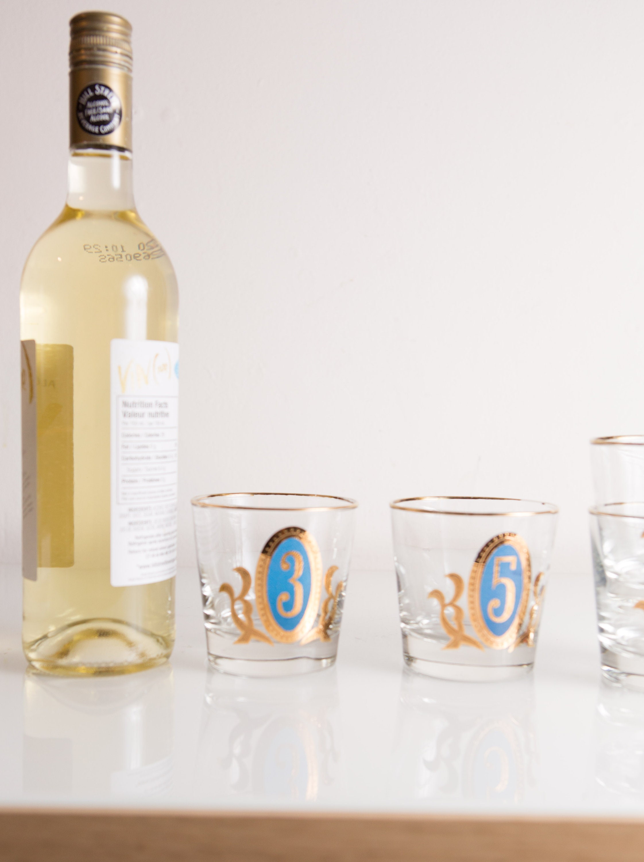 Gold Numbered Tumblers 8oz Vintage Lowball Drinking Glasses Retro