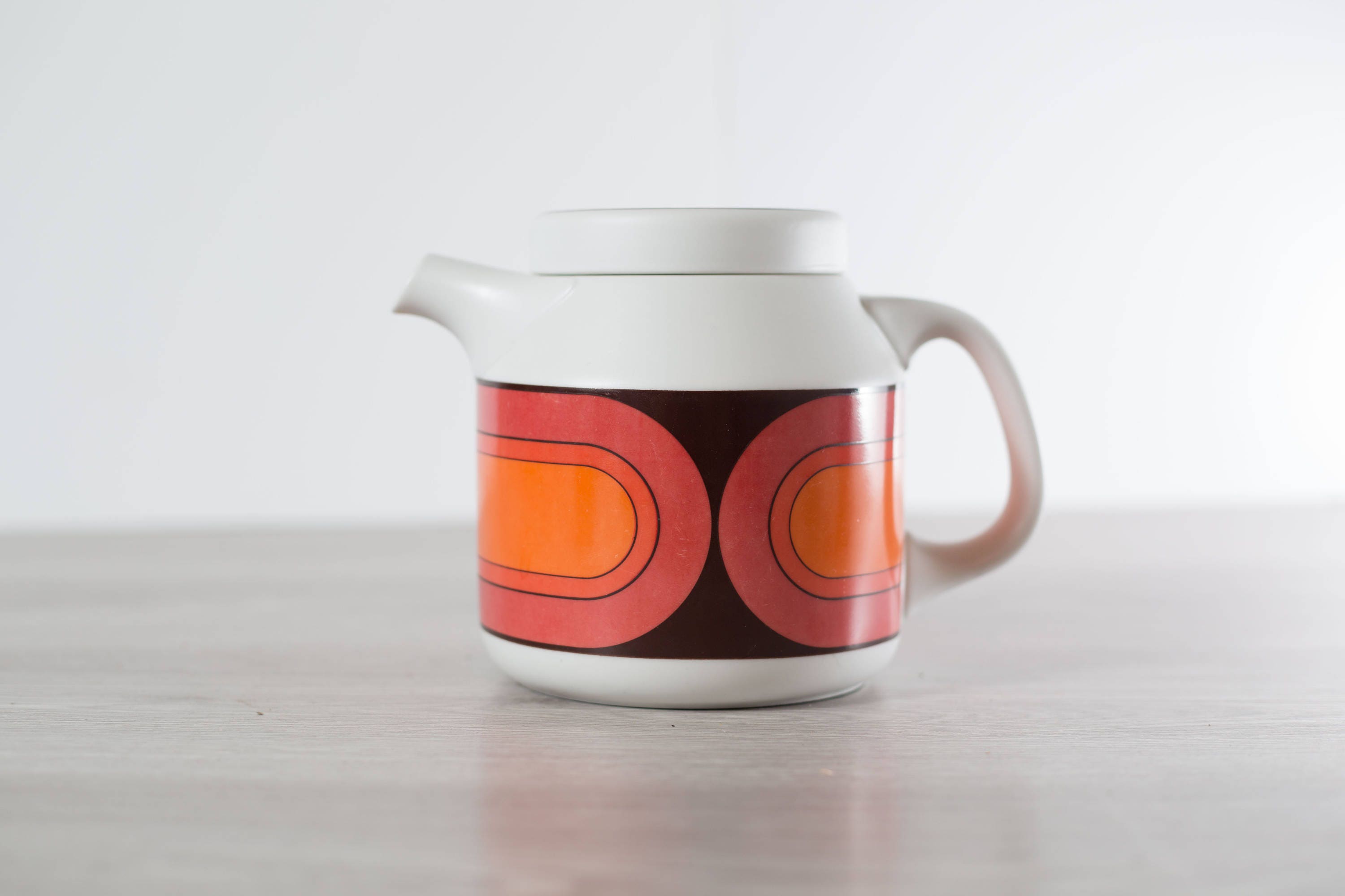 Vintage Arzberg Teapot / Feurfest Germany Orange and Red Mid Century
