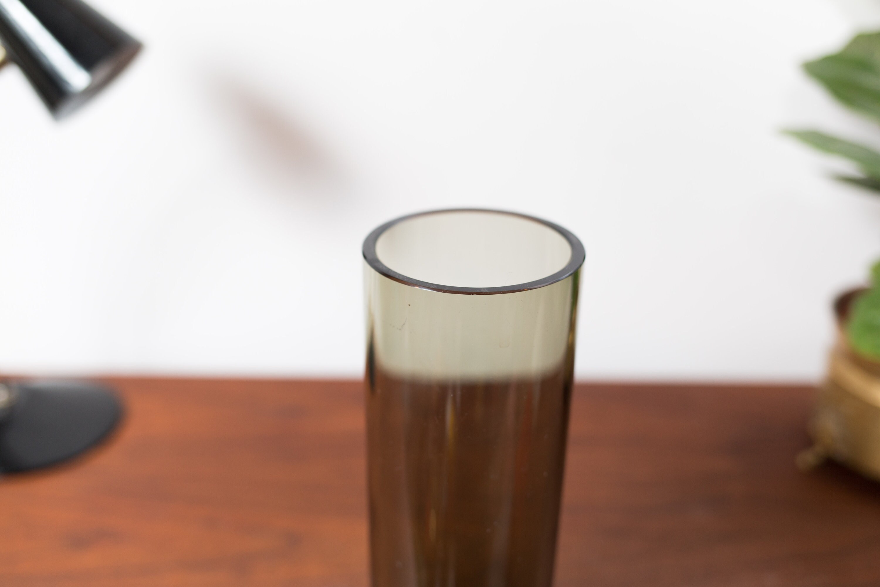 Smoke Grey Glass Vase Cylinder Gray Glass Flower Vase Mid Century