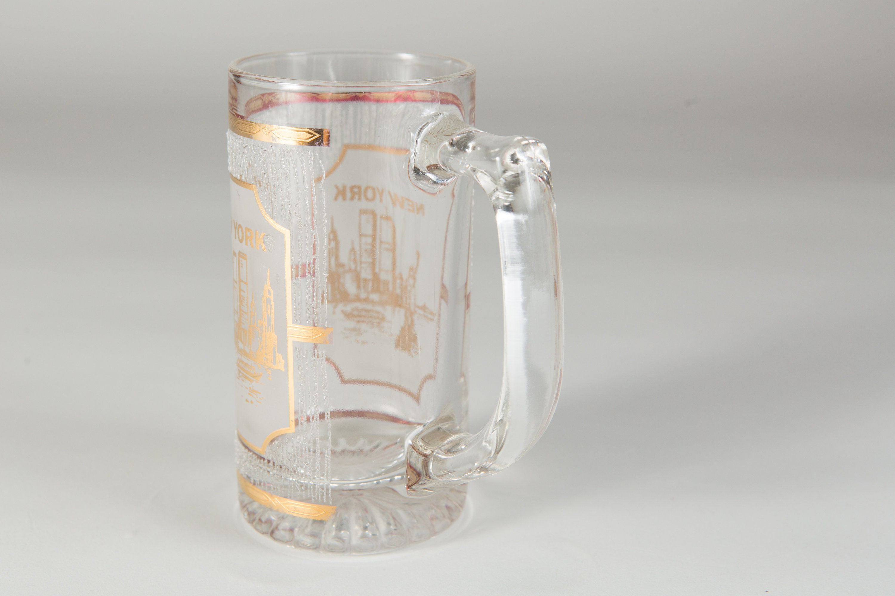 New York Souvenir Mug Vintage Beer or Cocktail Glass Mug with 22k
