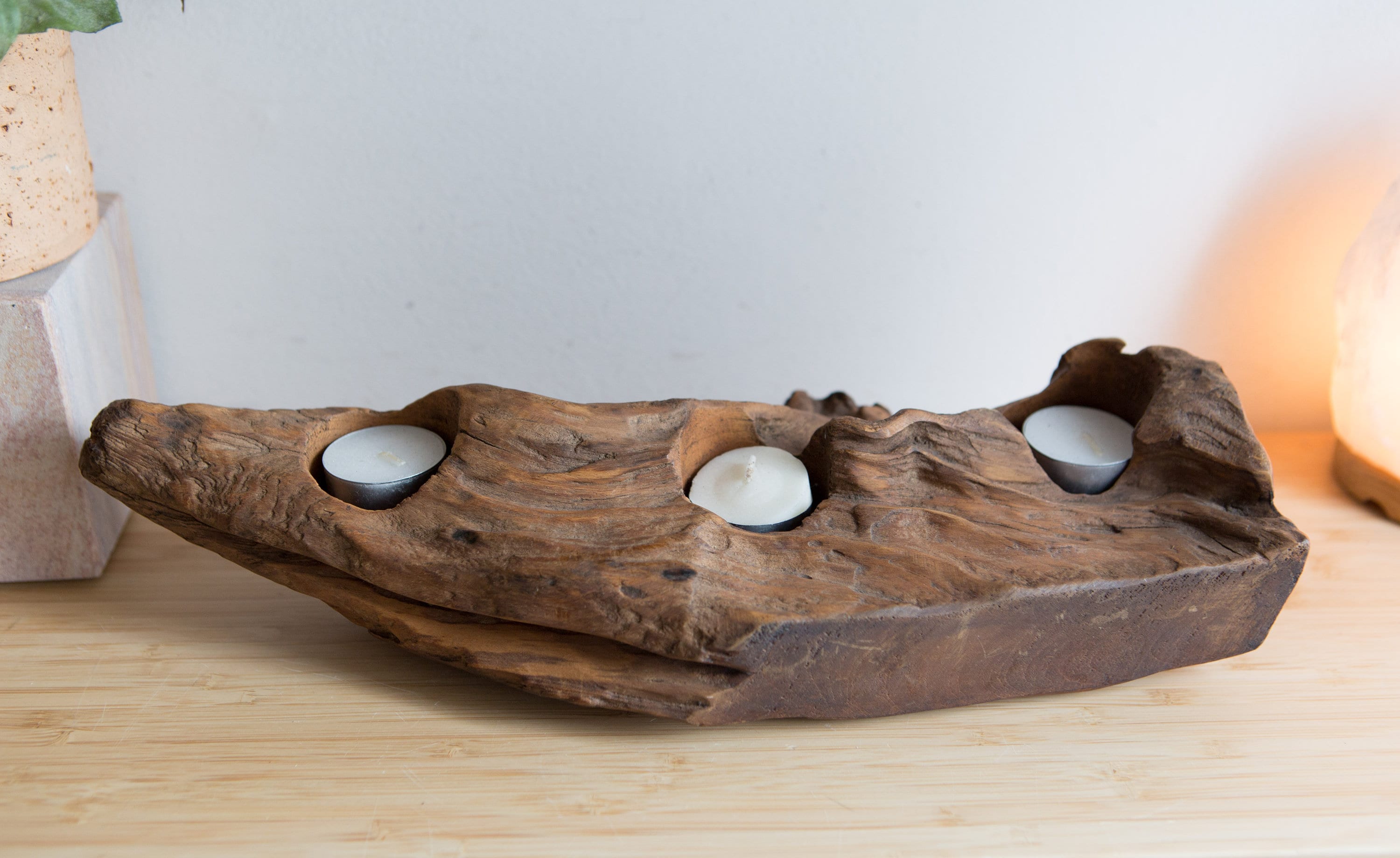 Vintage Driftwood Votive Candle Holders Rustic Modern Handmade Canadian Country Cabin Decor