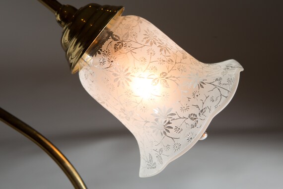 Small Glass Shade with Ornate Motifs Iridescent hand blown Glass Pendant Chandelier Shade Victorian Lamp Replacement Globe Small Glass Shade with Ornate Motifs Iridescent hand blown Glass Pendant Chandelier Shade Victorian Lamp Replacement Globe