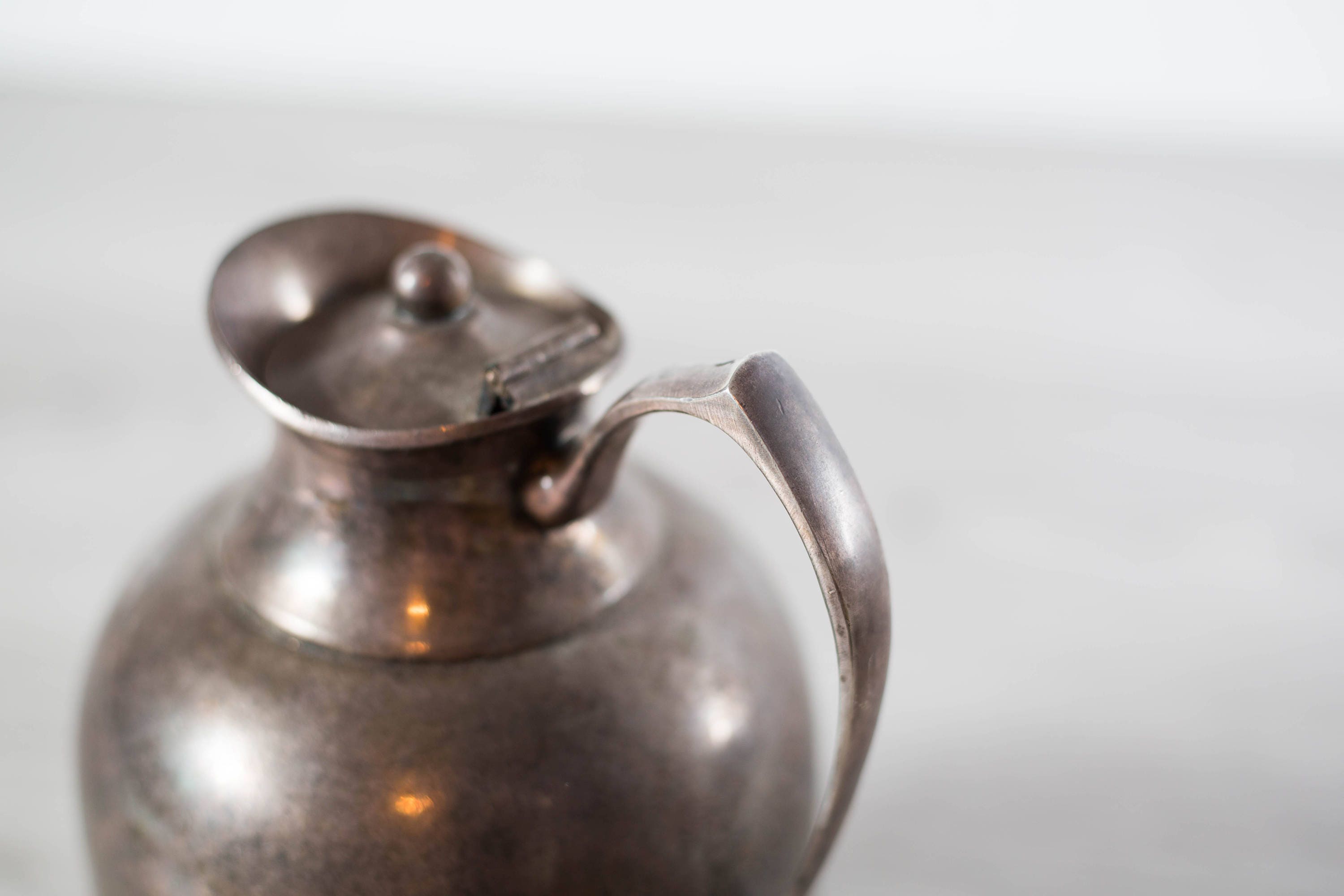 Vintage Water Pitcher / Silver Plated Metal Thermal Pitcher / Silver