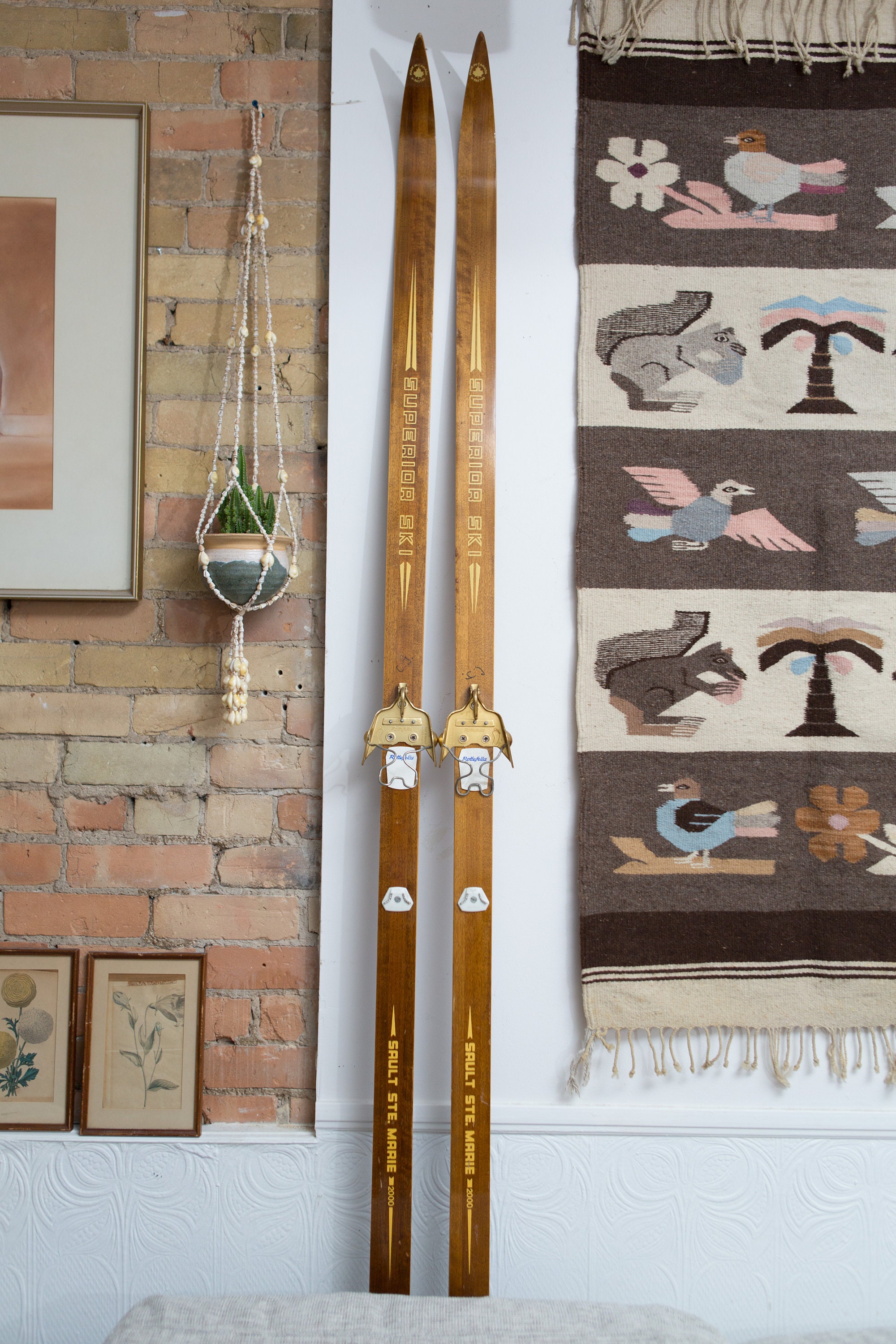 Vintage Wooden Skis Norweigan Style Snow Skis 73 Superior Sault St