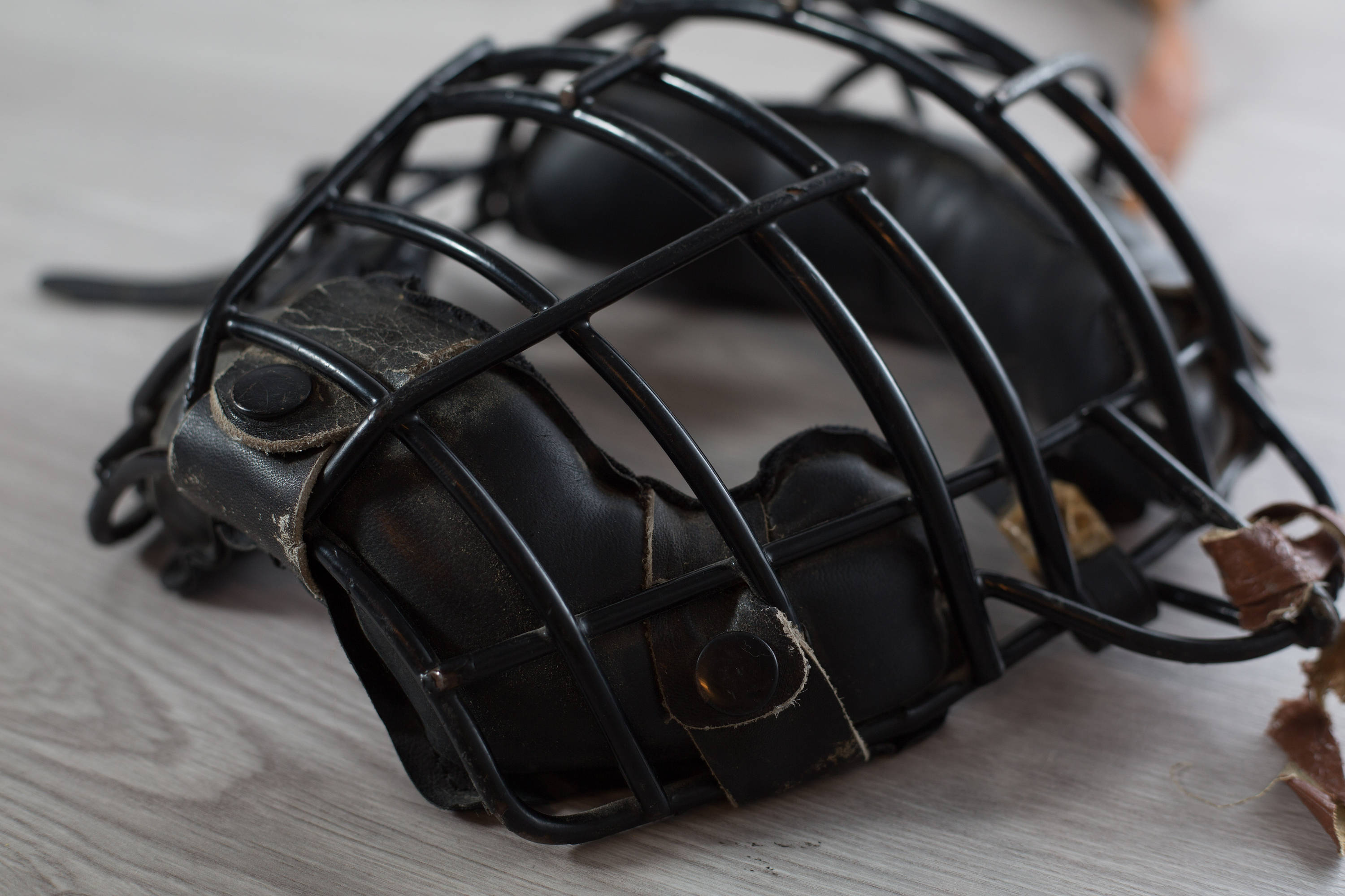 Vintage Baseball Catchers Mask / Antique Sporting Goods / Leather and