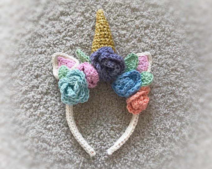 Unicorn headband - girls unicorn rainbow flower headband - baby, kids, girls, adult