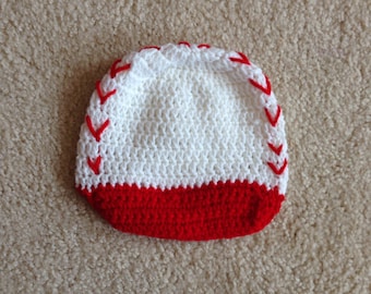 Crochet Baseball Hat -  Cute Baseball Shaped Hat - Kids Halloween Costume - Baby Halloween Costume