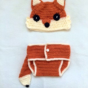 Crochet fox Hat and Diaper Cover - modern design fox hat Kids Halloween Costume - Toddler Halloween Costume - Baby Halloween Costume