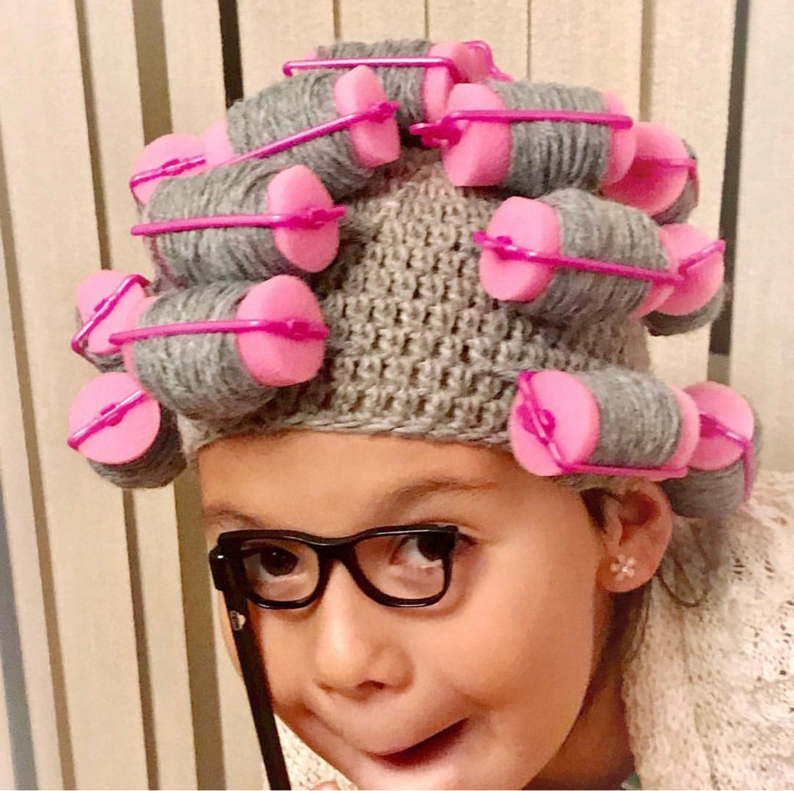 100 day school Grandma Wig Old Lady Hair with rollers Etsy