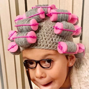 100 dagar i skolan Mormorsperuk - Gammal damhår med rullar - Baby, Småbarn, Barn, Vuxen - Mormorsperuk - Du väljer storlek