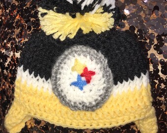 Baby Steelers Hat -  Crochet Pittsburgh Steelers Tobogan - Baby Steelers Photo Prop - Baby Kids or Adult  you Choose the Size