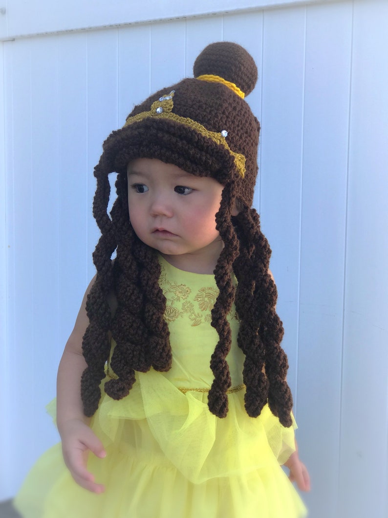 Kids Halloween Costume Belle Beauty and the Beast Hair Wig Disney Princess Belle Hair Toddler Baby