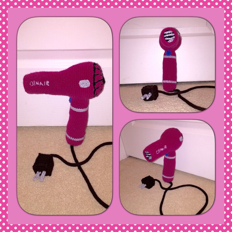 Toy Hair Dryer Crochet Designer Pink Hair Dryer Childrens Etsy