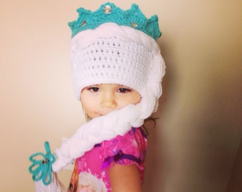 Frozen Elsa Hat - Halloween Disney Princess Elsa Hat Crown - Long Braid - Kids Halloween Costume - Toddler Halloween Costume - Baby Costume