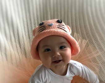Crochet Kitty Cat Hat - modern cat hat Halloween Costume - Toddler Halloween Costume - Baby Halloween Costume