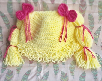 Cabbage Patch Wig Hair Costume - Crochet Cabbage Patch Doll Hat Wig - Baby Kids Adult Wig