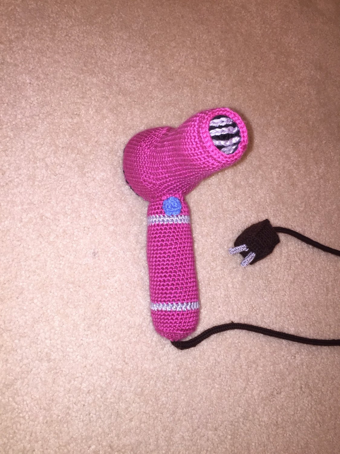 Toy Hair Dryer Crochet Designer Pink Hair Dryer Childrens Etsy