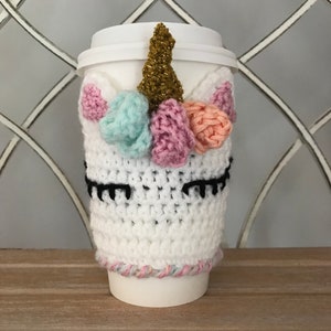 Unicorn Coffee Cozy - Rainbow Unicorn Coffee Cup Mug Warmer