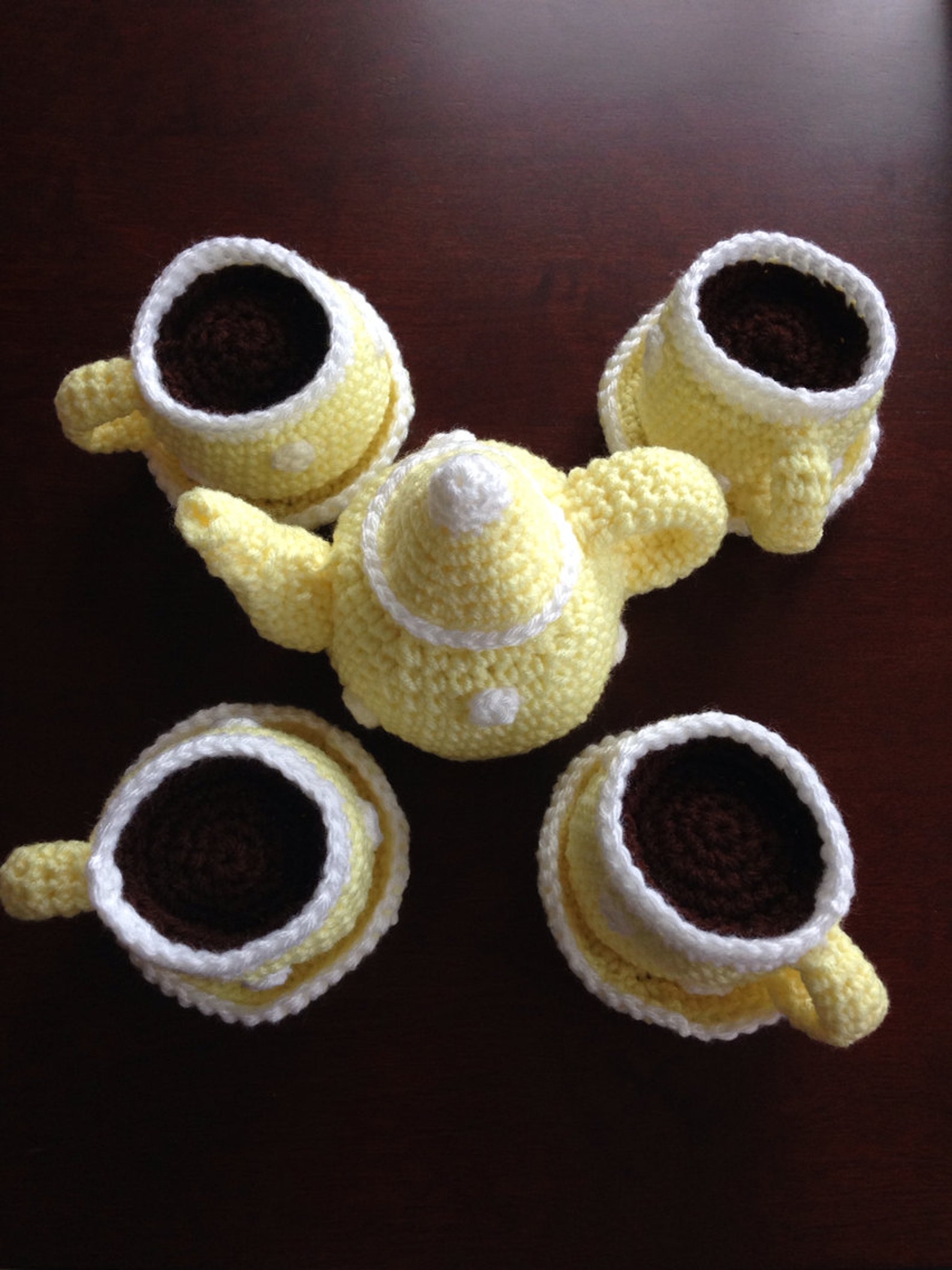 Crochet Tea Set 9 Piece Children's Play Tea Set You Etsy