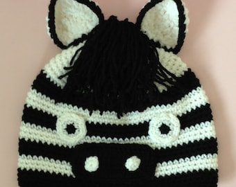 Crochet Zebra Hat -  Kids Halloween Costume - Toddler Halloween Costume - Baby Halloween Costume
