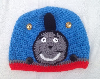 Thomas the Train Hat -  crochet Kids Thomas Hat Baby Newborn Toddler Adult