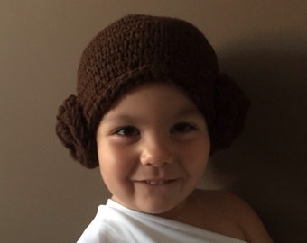 Princess Leia Wig - Crochet Star Wars Princess Leah Hair Hat Wig - Kids Star Wars Costume - Comic-Con Costume - Baby Cosplay - Newborn