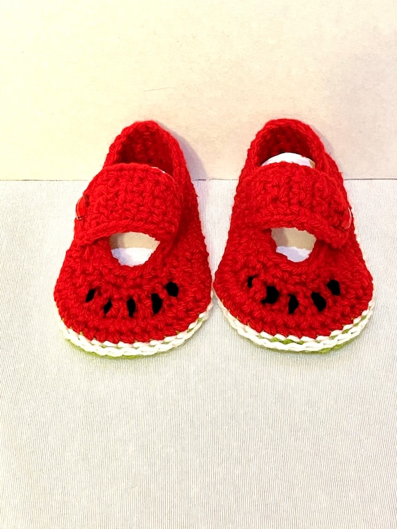 Watermelon Baby Booties - Watermelon Baby Shoes - - Baby Gift - Newborn Gift - You choose the size