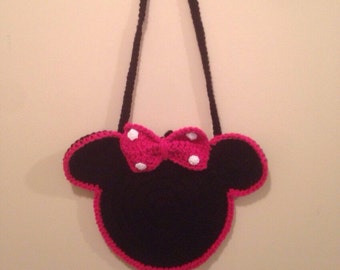 Minnie Mouse Purse - Crochet Minnie Bag - Red or Pink