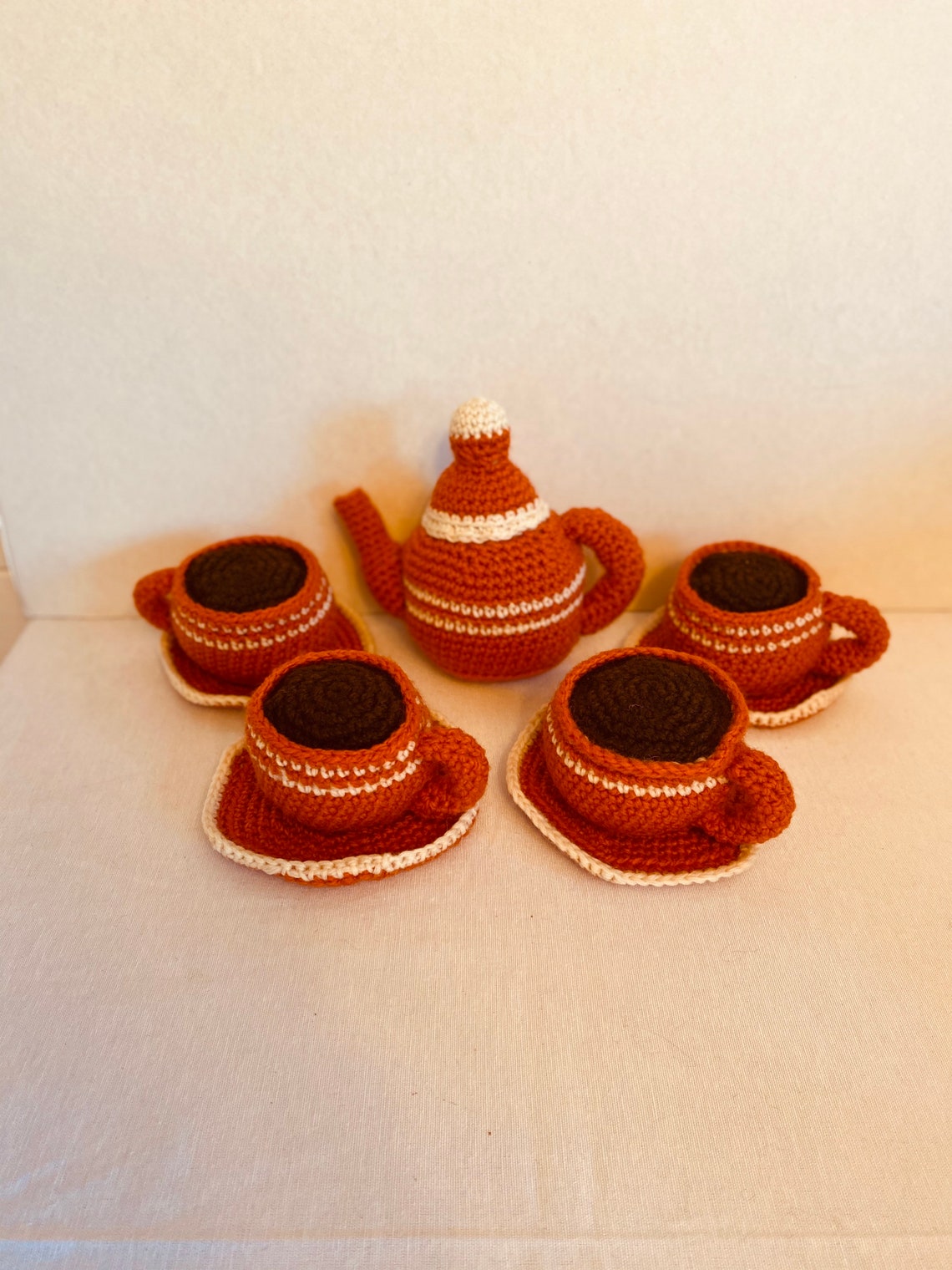 Crochet Tea Set 9 Piece Children's Play Tea Set You Etsy