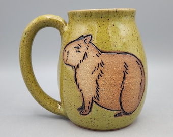 Capybara Mug 16 oz - Capybara Love Cute Coffee Mug Nature Lover Gift - Handmade Stoneware Coffee Mug - Mesiree Ceramics