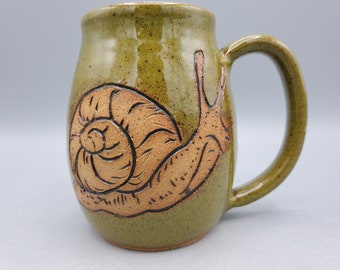 Snail Mug 16 oz - Nature Lover Gift Handmade Stoneware Coffee Mug - Tea Lover Gift Nature Mug - Large Tea Mug
