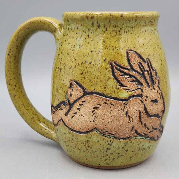 Jackalope Mug 16oz - Handmade Stoneware Coffee Mug Jackalope Art - Mythical Creatures Fairytale Gift Unique Coffee Mugs