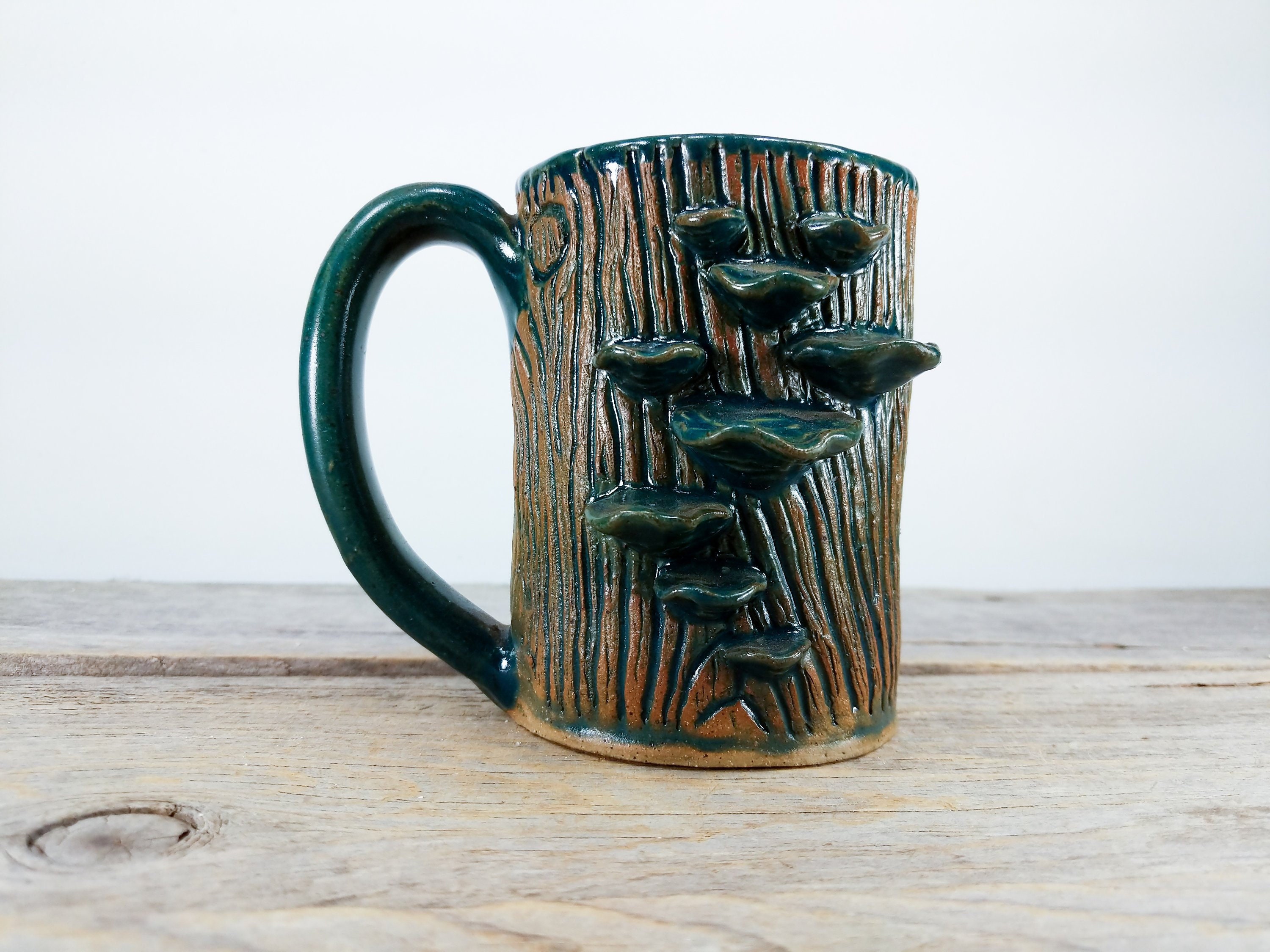 Tree Stump Mug 14 oz Fairytale Gift Pottery Mushroom Mug Etsy