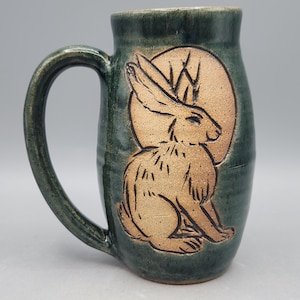 Jackalope Mug 16oz - Handmade Stoneware Coffee Mug Jackalope Art - Mythical Creatures Fairytale Gift Unique Coffee Mugs
