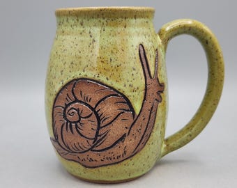 Snail Mug 16 oz - Nature Lover Gift Handmade Stoneware Coffee Mug - Tea Lover Gift Nature Mug - Large Tea Mug