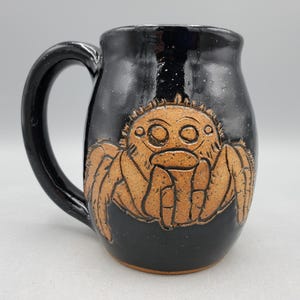 Jumping Spider Mug 16 oz - Goblincore Mug Unique Coffee Mugs - Nature Lover Gift Wheel Thrown Nature Mug